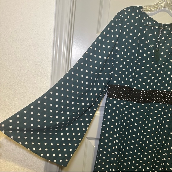 Suzanne Betro Teal/Black Polka Dot Long Sleeve Dress size 2X - Picture 4 of 12